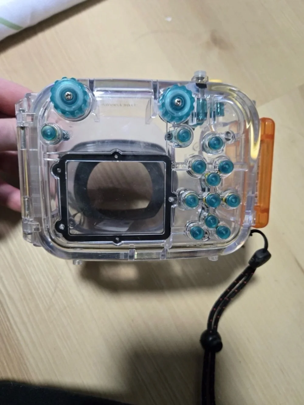 Canon Underwater Camera Housing - Clear with Blue & Orange Accents